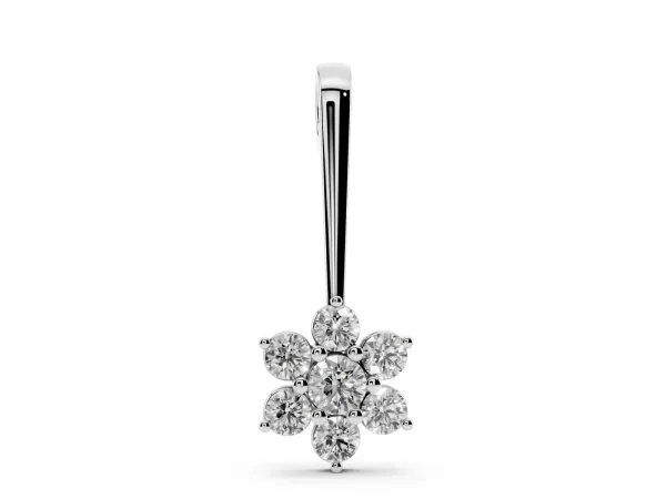 Round Diamond Cluster Pendant with Six-Prong Setting Silver