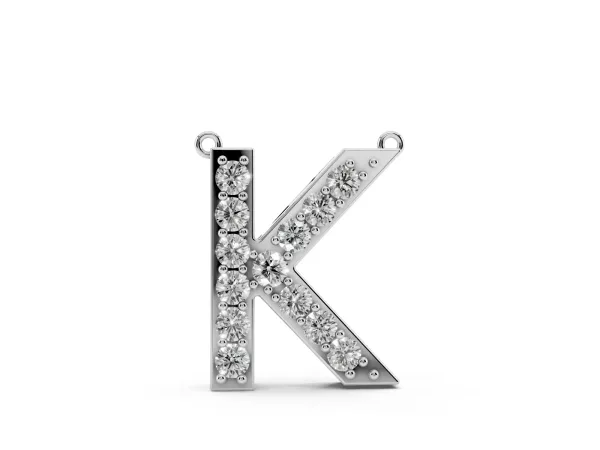 Pavé Round Prong Set Initial Pendant Silver