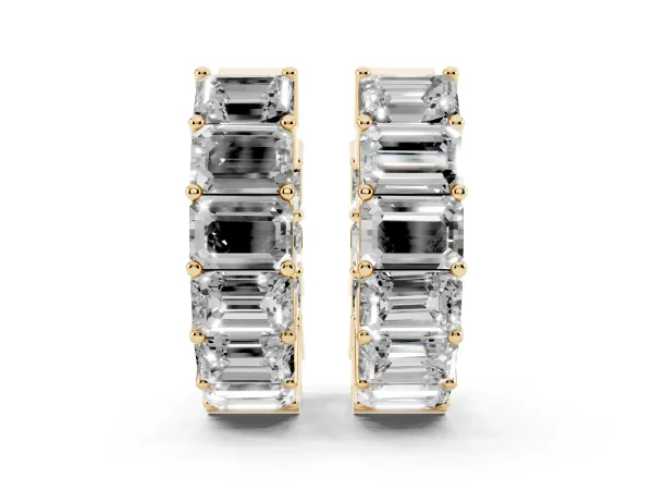 Emerald Diamond Huggie Hoop Earrings Yellow gold