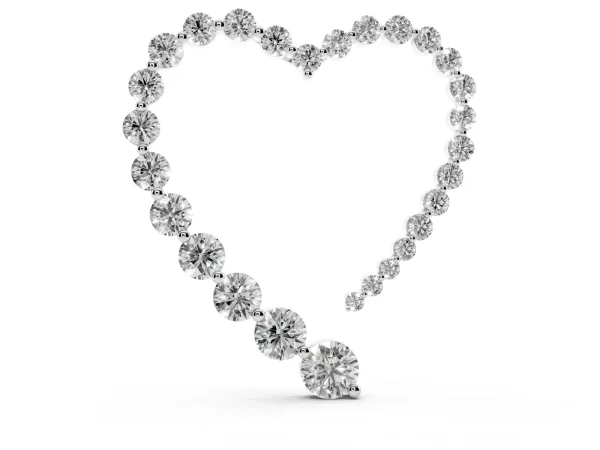 Round Diamond Heart Pendant with Prong Setting Silver
