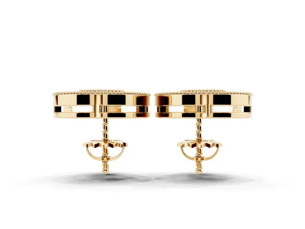Pavé Pear-Shaped Halo Stud Earrings with Milgrain Detailing Yellow gold
