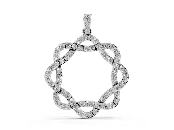 Round Diamond Pavé Infinity Pendant with Prong Setting Silver