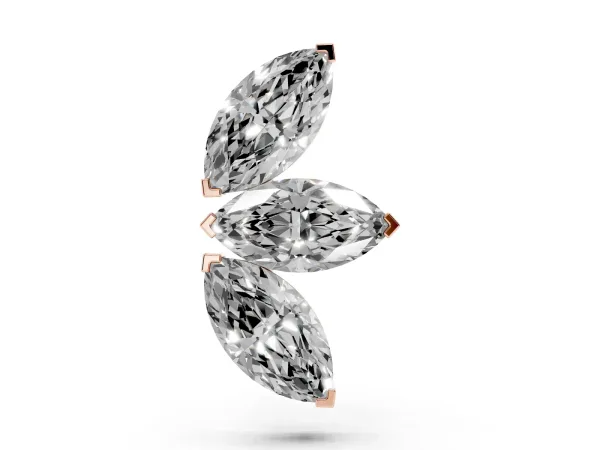 Marquise Diamond Trio Flatback Earring Rose gold