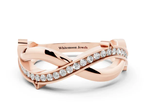 Pavé Round Diamond Twist Band with Channel Setting Rose gold