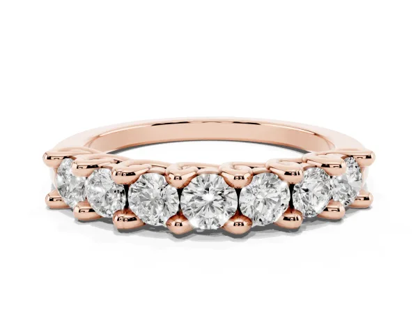 Round Diamond Prong-Set Half Eternity Band Rose gold