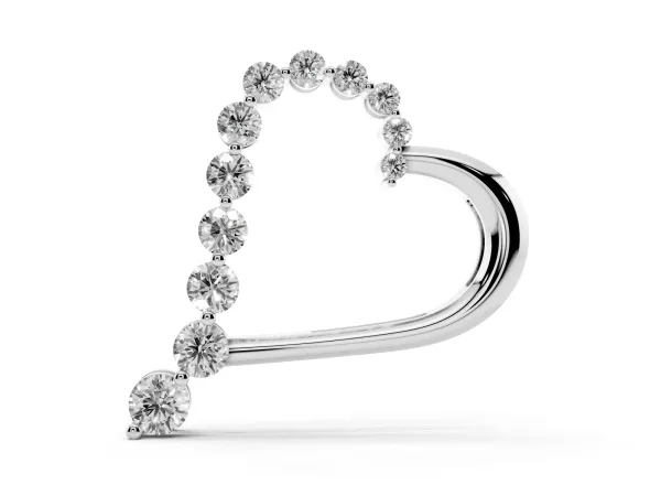 Round Diamond Prong-Set Heart Pendant Silver