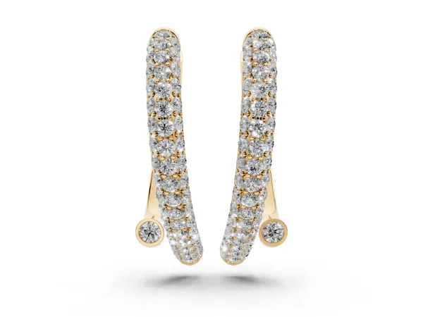 Round Diamond Vega Bypass Hoop Earrings Yellow gold