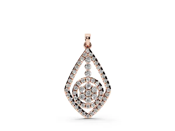 Diamond Halo Pendant with Pavé Setting Rose gold