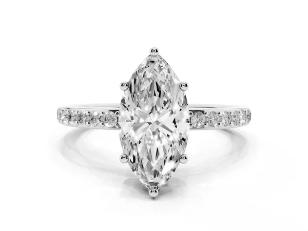 Marquise Cut Cut Diamond Pavé Band Ring with Four-Prong Setting Platinum