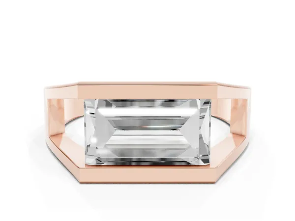 Baguette Diamond Geometric Solitaire Ring Rose gold