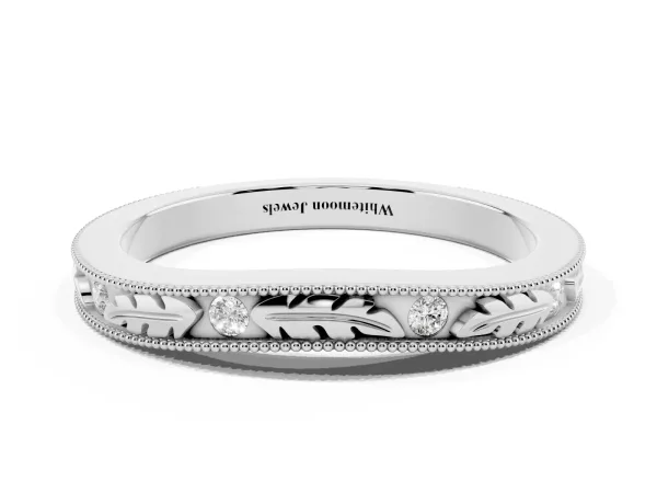 Milgrain Bezel Set Round Diamond Eternity Band White gold