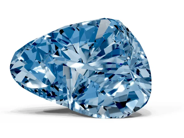 Fancy Blue Heart Cut Cut Double Halo Diamond Engagement Ring with Pave Band and Four-Prong Setting Yellow gold