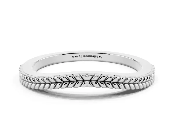 Milgrain Twist Contour Wedding Band White gold