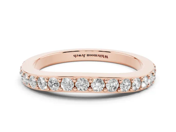 Round Diamond Pavé Set Curved Eternity Band Rose gold