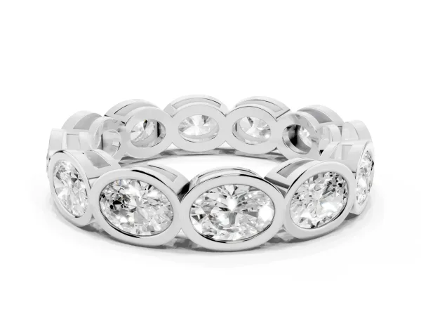 Oval Diamond Bezel Set Eternity Wedding Band White gold