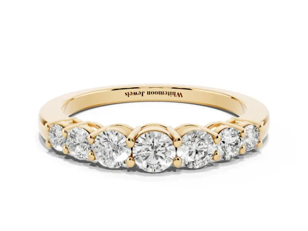 Round Diamond Prong-Set Half-Eternity Band Yellow gold
