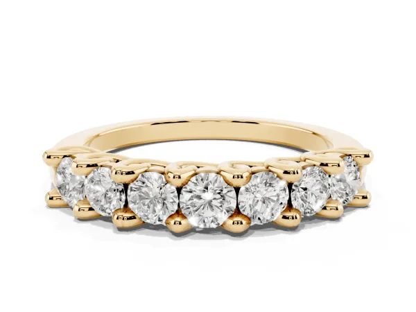 Round Diamond Prong-Set Half Eternity Band Yellow gold