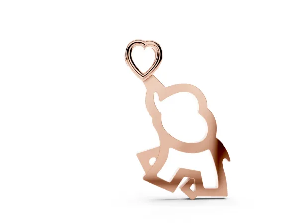 Silver Elephant Heart Pendant Rose gold