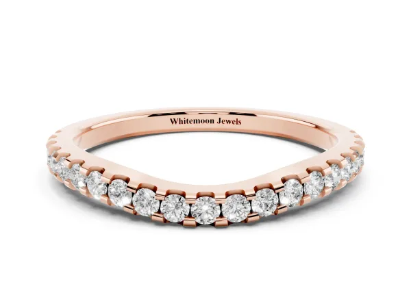 Round Diamond Pavé Curved Wedding Band Rose gold
