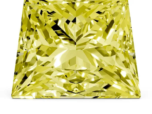 Fancy Yellow Princess Cut Halo Diamond Ring with Milgrain and Bezel Accents on a Split Shank Band Yellow gold