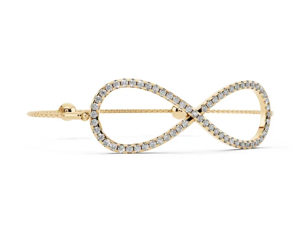 Pavé Round Diamond Infinity Chain Bracelet with Bezel Setting Yellow gold