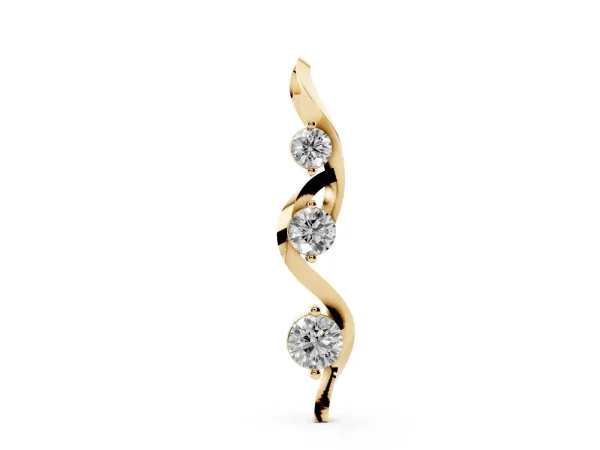 Three-Stone Round Prong-Set Swirl Pendant Yellow gold