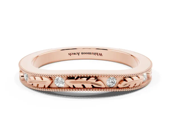 Milgrain Bezel Set Round Diamond Eternity Band Rose gold