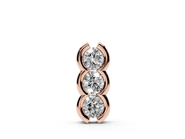 Three Stone Round Diamond Shared Prong Pendant Rose gold