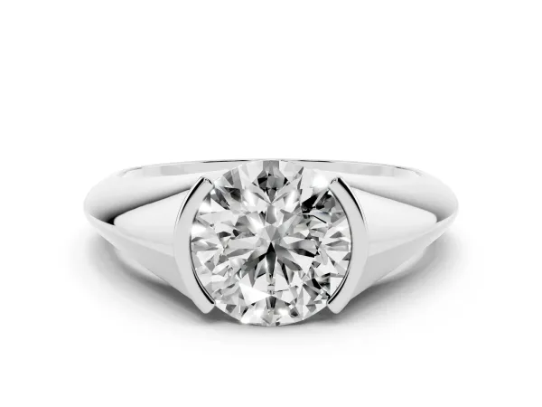 Round Cut Solitaire Tension Set Diamond Ring White gold