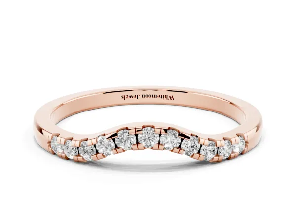 Round Diamond Curved Pavé Wedding Band Rose gold