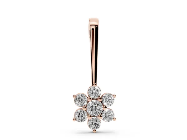 Round Diamond Cluster Pendant with Six-Prong Setting Rose gold
