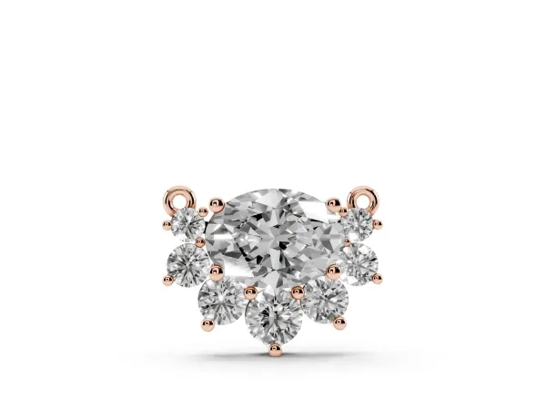 Oval Diamond Cluster Pendant with Prong Setting Rose gold