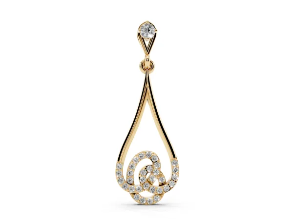 Teardrop Diamond Pavé Pendant with Round Brilliant Cut Yellow gold