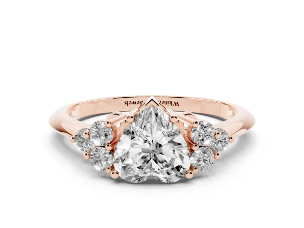 Heart Cut Cut Diamond Cluster Ring with Solitaire Band and Four-Prong Setting Rose gold