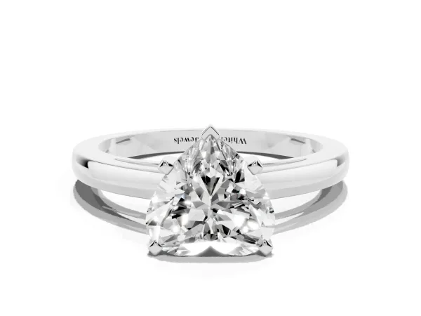 Heart Cut Solitaire Diamond Engagement Ring with Four-Prong Setting on a Classic Band Platinum