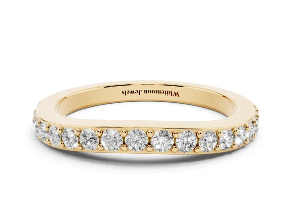 Round Diamond Pavé Set Curved Eternity Band Yellow gold