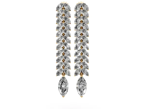 Marquise Diamond Double Row Dangle Earrings Yellow gold
