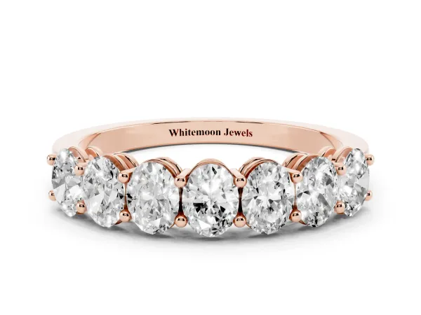 Oval Diamond Shared Prong Eternity Band Rose gold