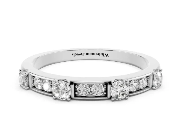 Round Diamond Channel Set Eternity Band with Prong Setting White gold