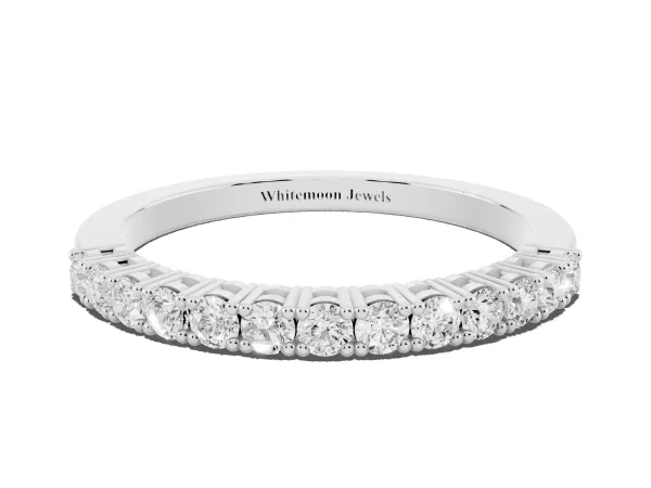 Round Diamond Half-Eternity Band with Shared Prong Setting White gold