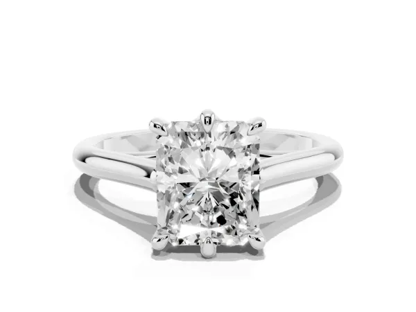 Radiant Cut Solitaire Engagement Ring with Six-Prong Setting and Classic Band White gold
