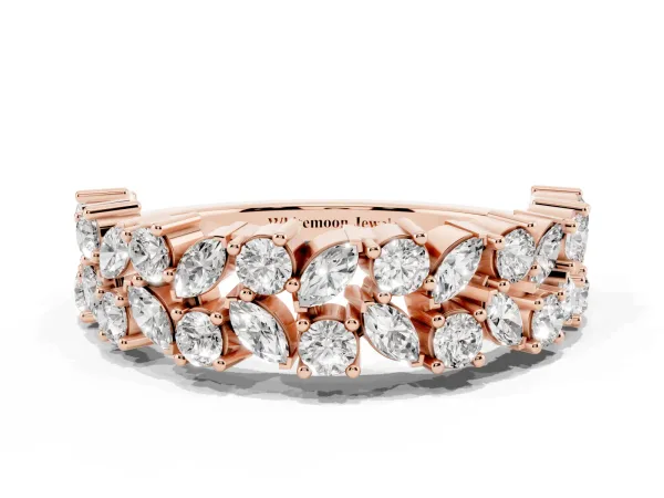 Pave Marquise and Round Diamond Eternity Band with Prong Setting Rose gold