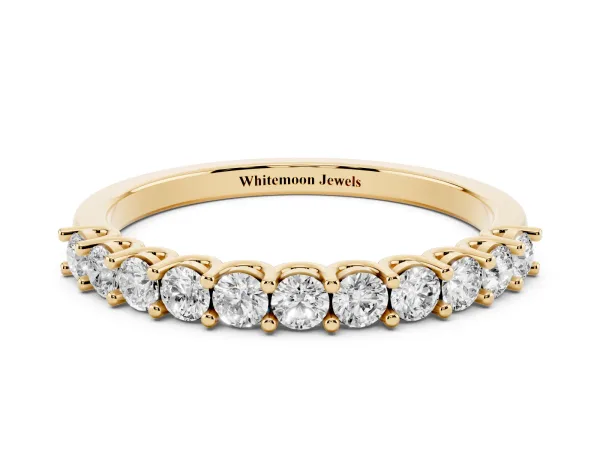 Round Diamond Pavé Half-Eternity Band Yellow gold