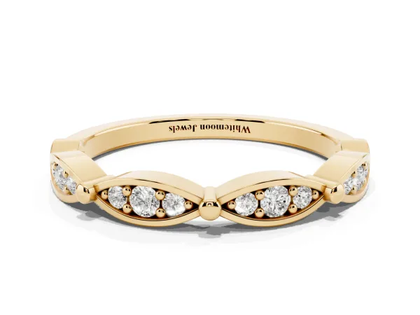 Marquise Diamond Pavé Eternity Band with Bezel Setting Yellow gold