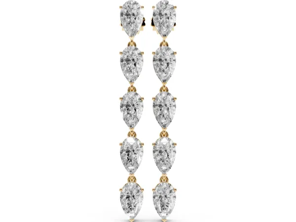 Pear Diamond Dangle Earrings with Pear Diamond Accents Yellow gold