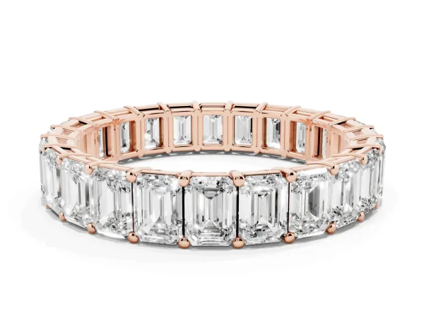 Emerald Cut Diamond Eternity Band with Shared Prong Setting Rose gold