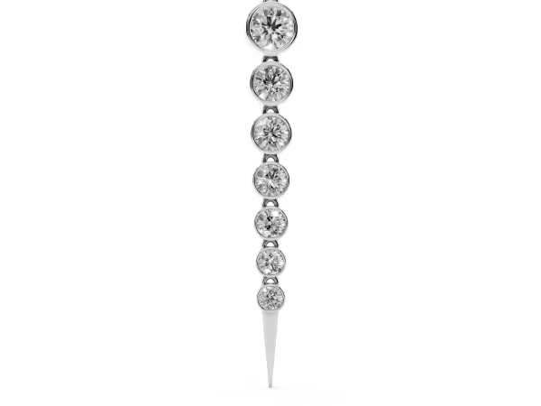 Round Diamond Drop Necklace with Bezel Setting Silver