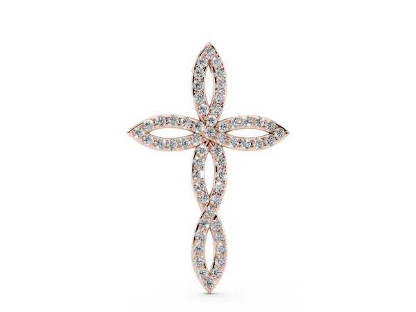 Marquise Diamond Pavé Cross Pendant Rose gold