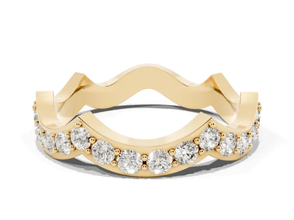 Round Diamond Pavé Zigzag Eternity Band Yellow gold