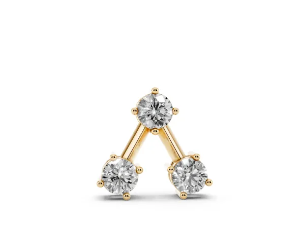 Three-Stone Round Diamond Prong Set Pendant Yellow gold